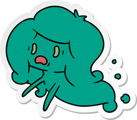 sticker cartoon of kawaii scary ghost
