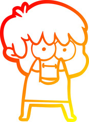 warm gradient line drawing happy cartoon man