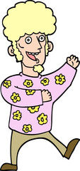 hand drawn doodle style cartoon dancing 70s man