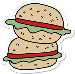 sticker of a quirky hand drawn cartoon veggie burger