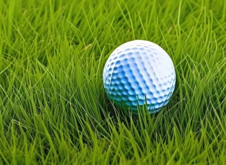 golf ball on green grass. Generative AI.