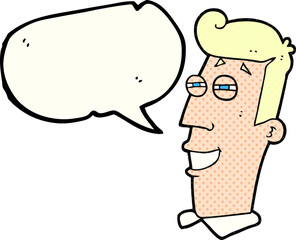 comic book speech bubble cartoon grinning man