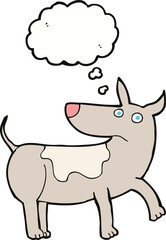 funny cartoon dog with thought bubble