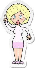 sticker of a cartoon woman with idea