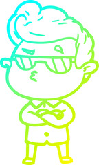 cold gradient line drawing cartoon cool guy