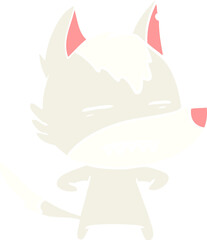 flat color style cartoon wolf showing teeth