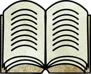 retro grunge texture cartoon open book