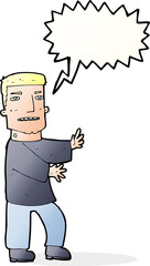 cartoon man gesturing with speech bubble