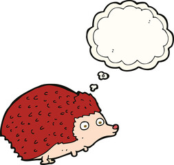 cartoon hedgehog with thought bubble
