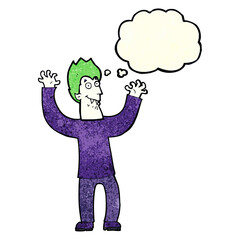 cartoon halloween vampire with thought bubble