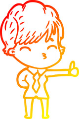 warm gradient line drawing cartoon woman thinking