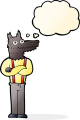 cartoon funny werewolf with thought bubble