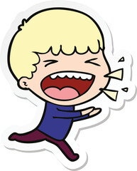 sticker of a cartoon laughing man