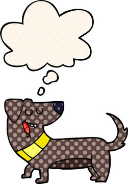 cartoon dog and thought bubble in comic book style