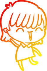 Fototapeta premium warm gradient line drawing cartoon woman