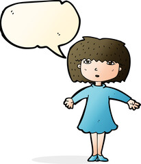cartoon surprised woman with speech bubble