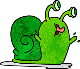textured cartoon of a slimy snail