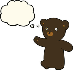 cartoon black bear cub with thought bubble