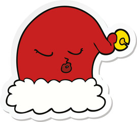 sticker of a cartoon christmas santa hat