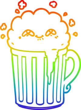 recommend clip art: rainbow gradient line drawing happy cartoon mug of beer