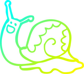 cold gradient line drawing cute cartoon snail