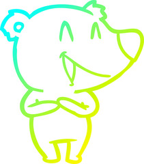 cold gradient line drawing laughing bear cartoon