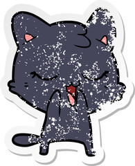 distressed sticker of a cartoon cat