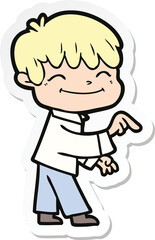 sticker of a cartoon happy boy