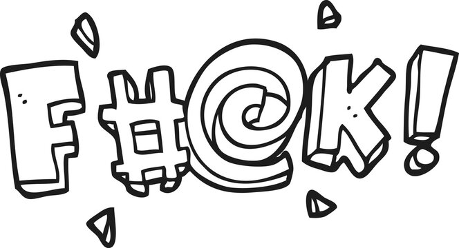 black and white cartoon swearword