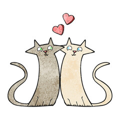 textured cartoon cats in love