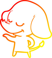 warm gradient line drawing cartoon smiling elephant