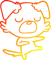 warm gradient line drawing cartoon dog