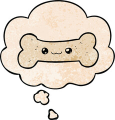 cartoon bone and thought bubble in grunge texture pattern style