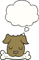 cartoon dog with bone and thought bubble