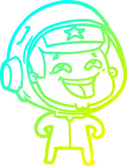 cold gradient line drawing cartoon laughing astronaut