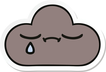 sticker of a cute cartoon storm cloud