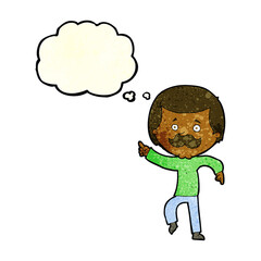 cartoon dancing dad with thought bubble