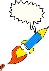 comic book speech bubble cartoon rocket