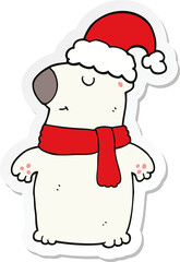 sticker of a cute cartoon christmas bear