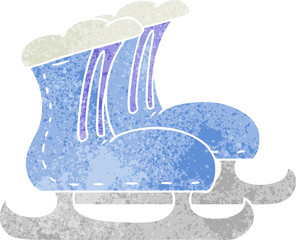retro cartoon doodle ice skate boots