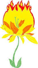 cartoon burning flower
