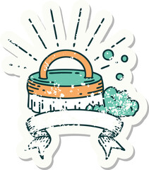 grunge sticker of tattoo style scrubbing brush