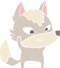 friendly flat color style cartoon wolf