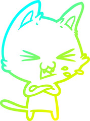 cold gradient line drawing cartoon cat hissing