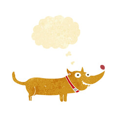 cartoon happy dog with thought bubble