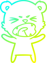 cold gradient line drawing angry cartoon polar bear
