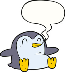 cartoon penguin and speech bubble