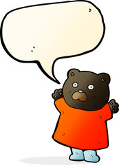 funny cartoon black bear with speech bubble