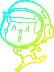 cold gradient line drawing happy cartoon astronaut