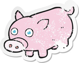 retro distressed sticker of a cartoon piglet